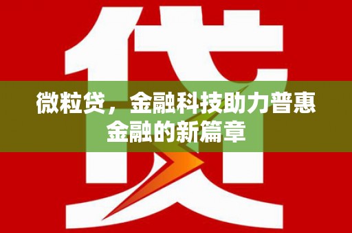 汐止微粒贷，金融科技助力普惠金融的新篇章