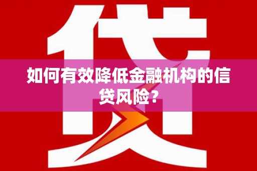 汐止如何有效降低金融机构的信贷风险？