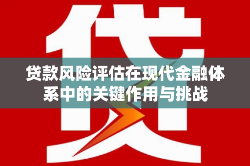 汐止贷款风险评估在现代金融体系中的关键作用与挑战