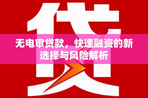 汐止无电审贷款，快速融资的新选择与风险解析