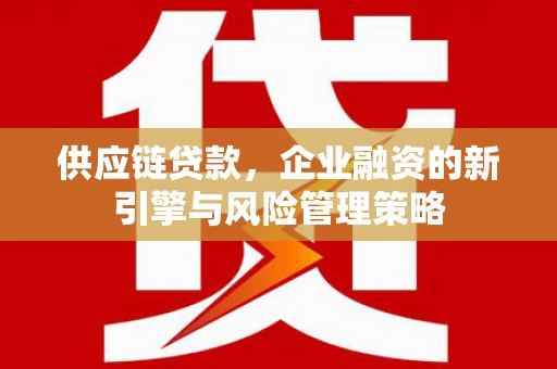 汐止供应链贷款，企业融资的新引擎与风险管理策略