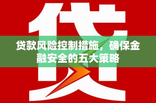 汐止贷款风险控制措施，确保金融安全的五大策略
