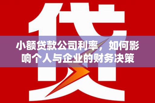 汐止小额贷款公司利率，如何影响个人与企业的财务决策