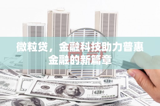 汐止微粒贷，金融科技助力普惠金融的新篇章