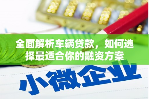 汐止全面解析车辆贷款，如何选择最适合你的融资方案